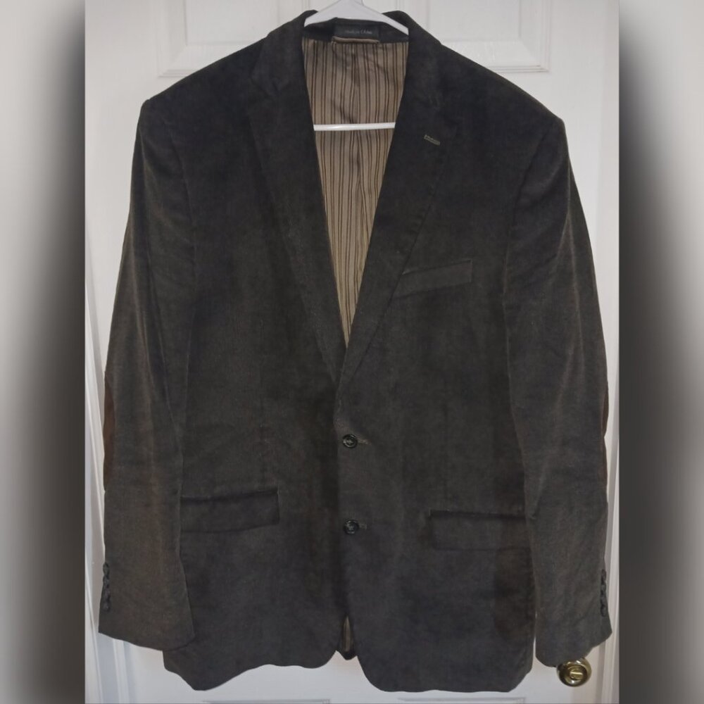 Chaps Ralph Lauren Men's 44 L Corduroy Elbow Patch Sport Coat Blazer Dark Gray